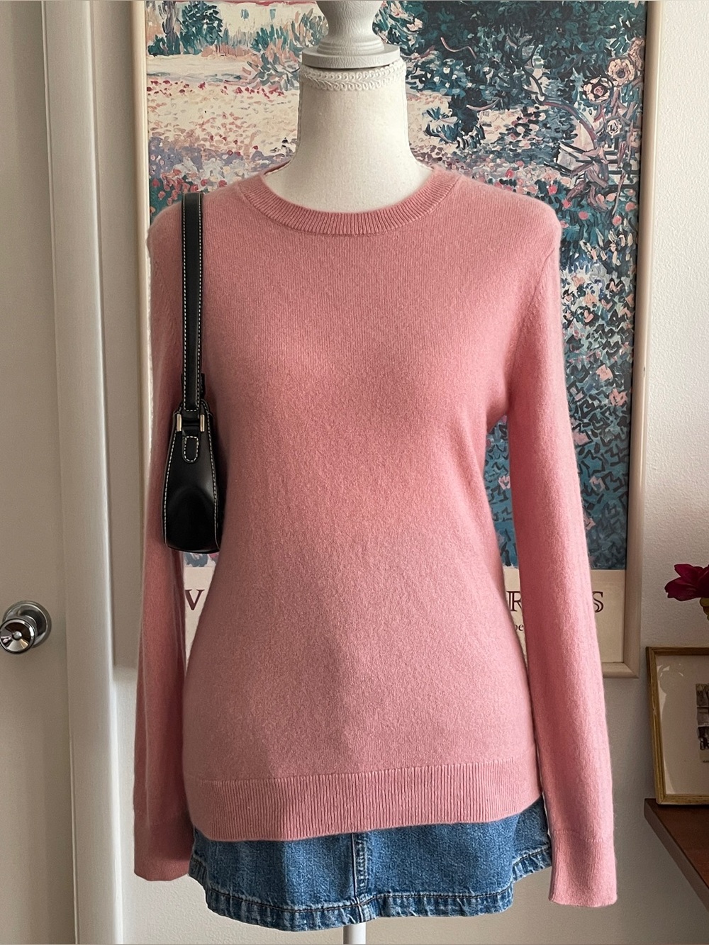 Antonio Melani Cashmere Sweater Womens Medium Pink Crewneck Quiet Luxury Preppy